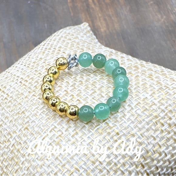 Alquimia Green and Gold Beaded Ring - Picture 1 of 3